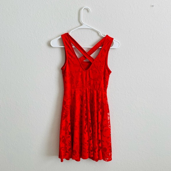 Candies Juniors Red Lacey Dress.  Sz.  XS. Fully Lined. - Picture 2 of 15